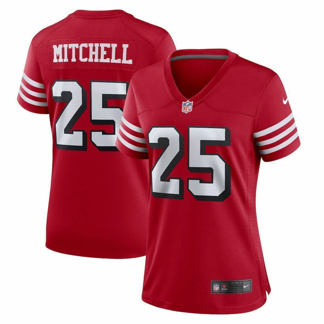 Nike Women's Elijah Mitchell Scarlet San Francisco 49ers Alternate Team Game Jersey 4 Nike Women's Elijah Mitchell Scarlet San Francisco 49ers Alternate Team Game Jersey - Image 2