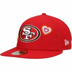 New Era Men's Scarlet San Francisco 49ers Chain Stitch Heart 59FIFTY Fitted Hat