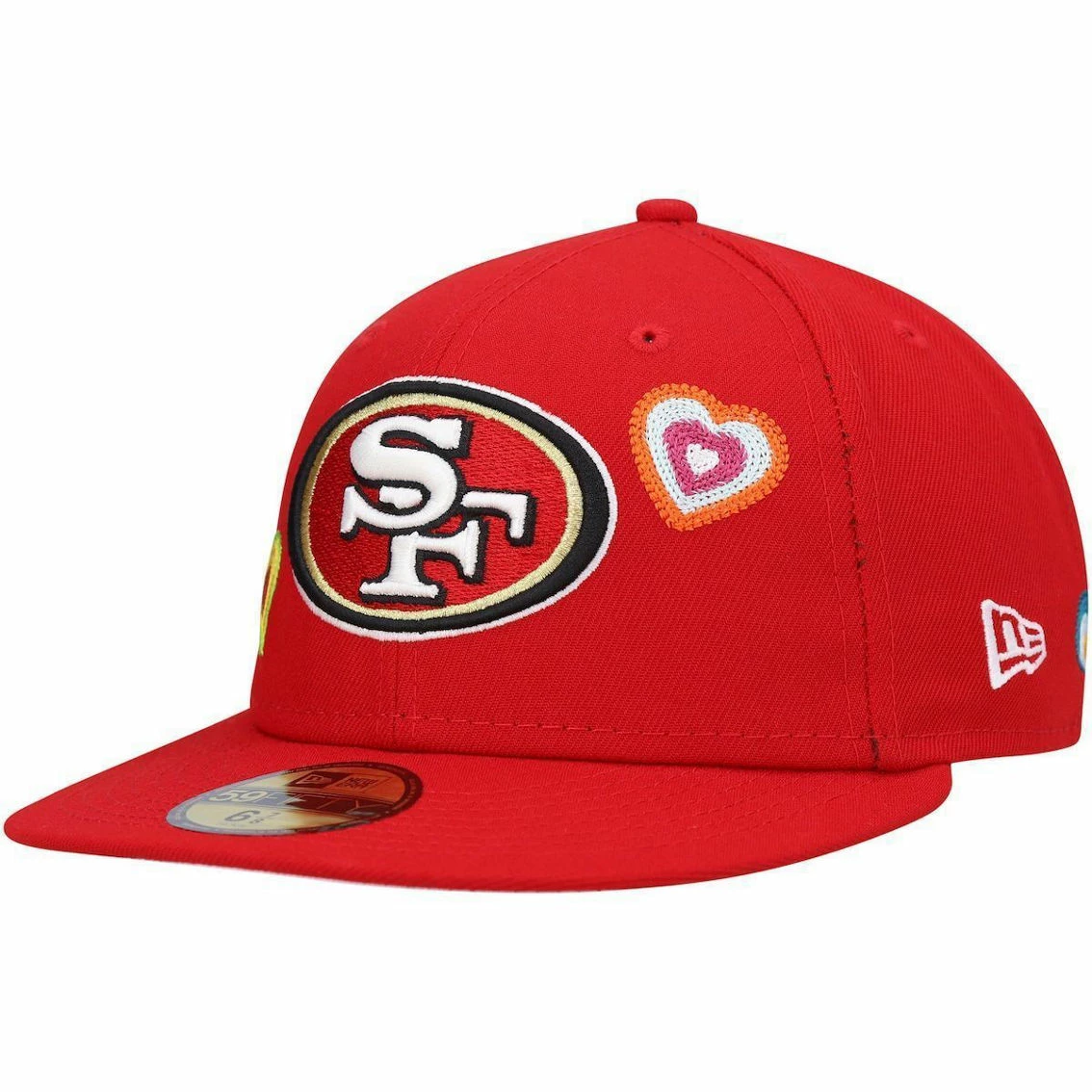 New Era Men's Scarlet San Francisco 49ers Chain Stitch Heart 59FIFTY Fitted Hat 4 New Era Men's Scarlet San Francisco 49ers Chain Stitch Heart 59FIFTY Fitted Hat - Image 2
