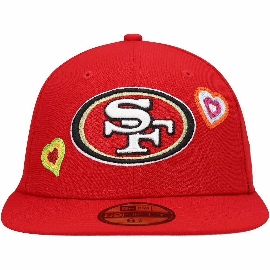 New Era Men's Scarlet San Francisco 49ers Chain Stitch Heart 59FIFTY Fitted Hat 5 New Era Men's Scarlet San Francisco 49ers Chain Stitch Heart 59FIFTY Fitted Hat - Image 3