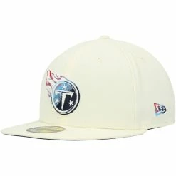 New Era Men's Cream Tennessee Titans Chrome Color Dim 59FIFTY Fitted Hat
