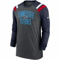 Nike Men's Heathered Charcoal/Navy Tennessee Titans Tri-Blend Raglan Athletic Long Sleeve Fashion T-Shirt 8 Nike Men's Heathered Charcoal/Navy Tennessee Titans Tri-Blend Raglan Athletic Long Sleeve Fashion T-Shirt -Fanatics DSCO1152595896 4135 ALT2