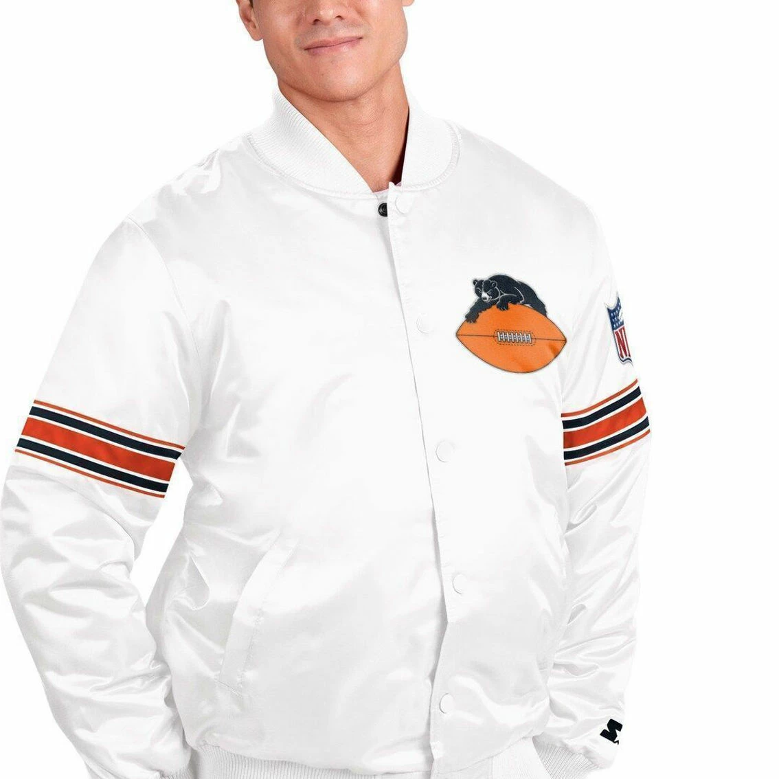 Starter Men's White Chicago Bears The Power Forward Full-Snap Jacket 4 Starter Men's White Chicago Bears The Power Forward Full-Snap Jacket - Image 2