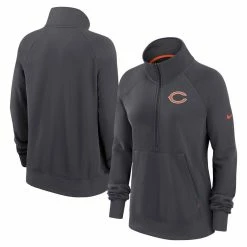 Women's Nike Charcoal Chicago Bears Premium Raglan Performance Half-Zip Sweatshirt