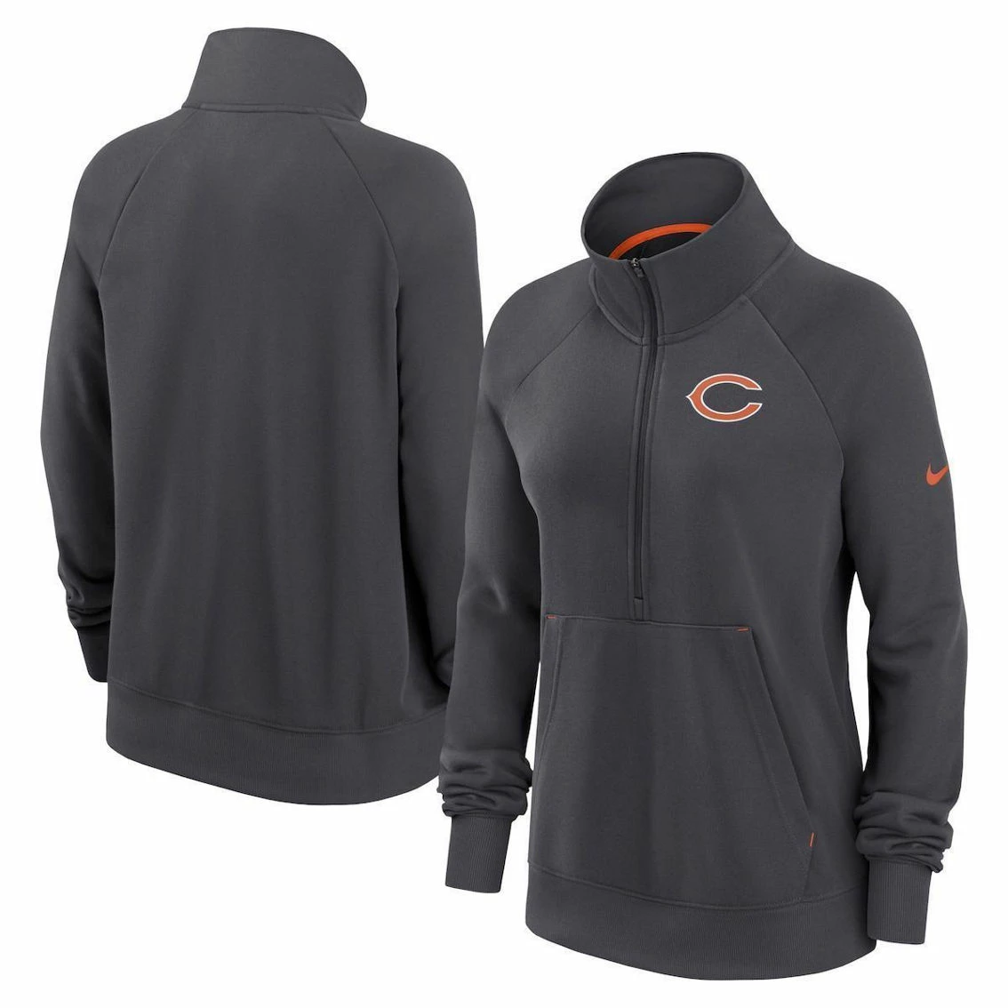 Women's Nike Charcoal Chicago Bears Premium Raglan Performance Half-Zip Sweatshirt 4 Women's Nike Charcoal Chicago Bears Premium Raglan Performance Half-Zip Sweatshirt - Image 2