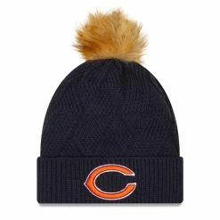 Women's New Era Navy Chicago Bears Snowy Cuffed Knit Hat With Pom
