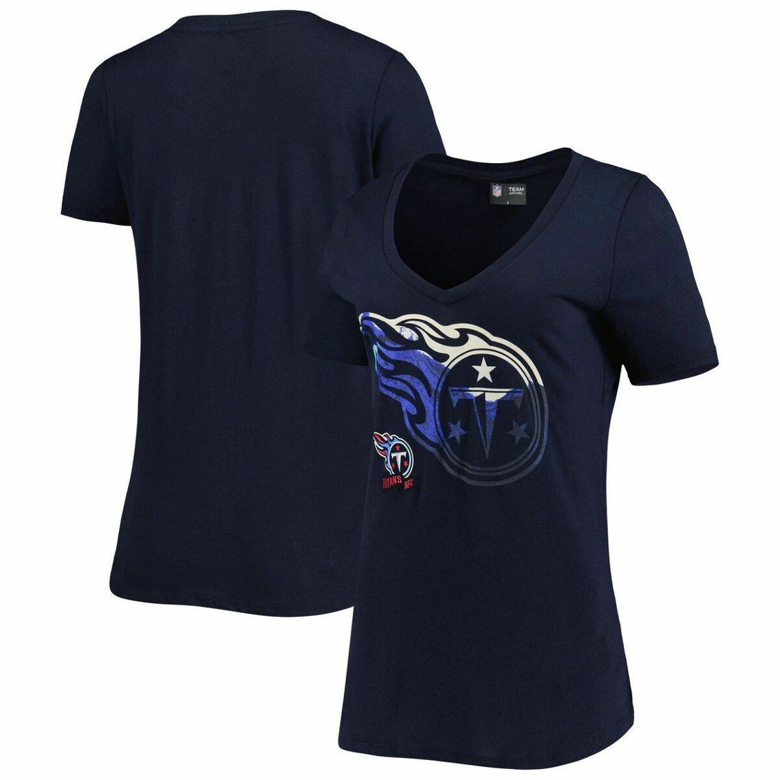 New Era Women's Navy Tennessee Titans Ink Dye Sideline V-Neck T-Shirt 4 New Era Women's Navy Tennessee Titans Ink Dye Sideline V-Neck T-Shirt - Image 2