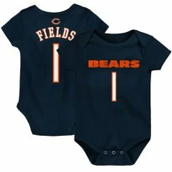 Outerstuff Infant Justin Fields Navy Chicago Bears Mainliner Player Name & Number Bodysuit