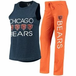 Concepts Sport Women's Navy/Orange Chicago Bears Plus Size Meter Tank Top And Pants Sleep Set