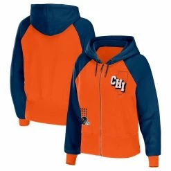 WEAR By Erin Andrews Women's Orange Chicago Bears Colorblock Full-Zip Hoodie