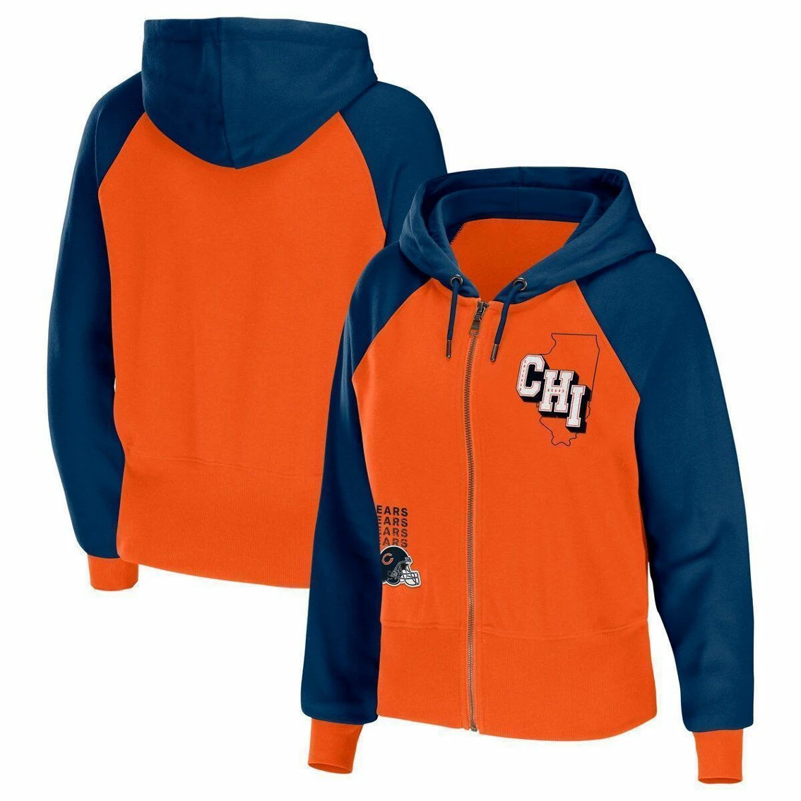 WEAR By Erin Andrews Women's Orange Chicago Bears Colorblock Full-Zip Hoodie 4 WEAR By Erin Andrews Women's Orange Chicago Bears Colorblock Full-Zip Hoodie - Image 2