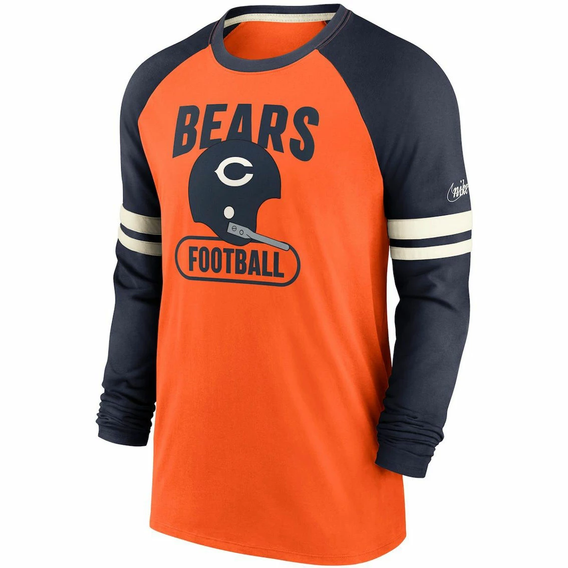 Men's Nike Orange/Navy Chicago Bears Throwback Raglan Long Sleeve T-Shirt 5 Men's Nike Orange/Navy Chicago Bears Throwback Raglan Long Sleeve T-Shirt - Image 3