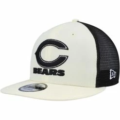New Era Men's Cream/Black Chicago Bears Chrome Collection 9FIFTY Trucker Snapback Hat