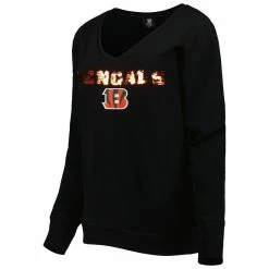 Cuce Women's Black Cincinnati Bengals Sequin Logo V-Neck Pullover Sweatshirt 8 Cuce Women's Black Cincinnati Bengals Sequin Logo V-Neck Pullover Sweatshirt -Fanatics DSCO1153011846 1007 ALT2