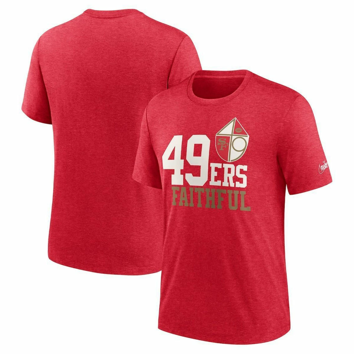 Nike Men's Heather Scarlet San Francisco 49ers Local Tri-Blend T-Shirt 4 Nike Men's Heather Scarlet San Francisco 49ers Local Tri-Blend T-Shirt - Image 2