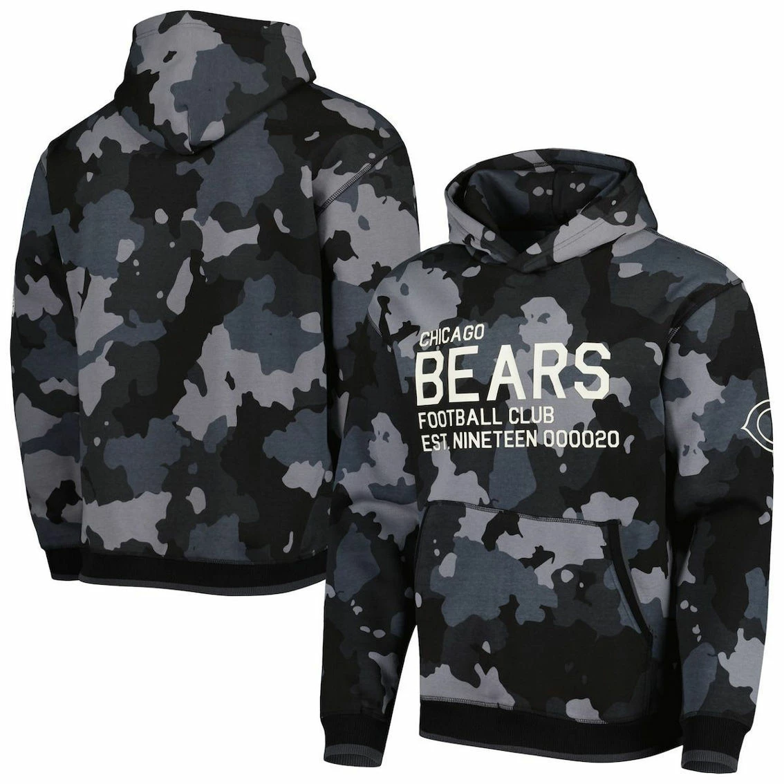 Men's The Wild Collective Black Chicago Bears Camo Pullover Hoodie 4 Men's The Wild Collective Black Chicago Bears Camo Pullover Hoodie - Image 2