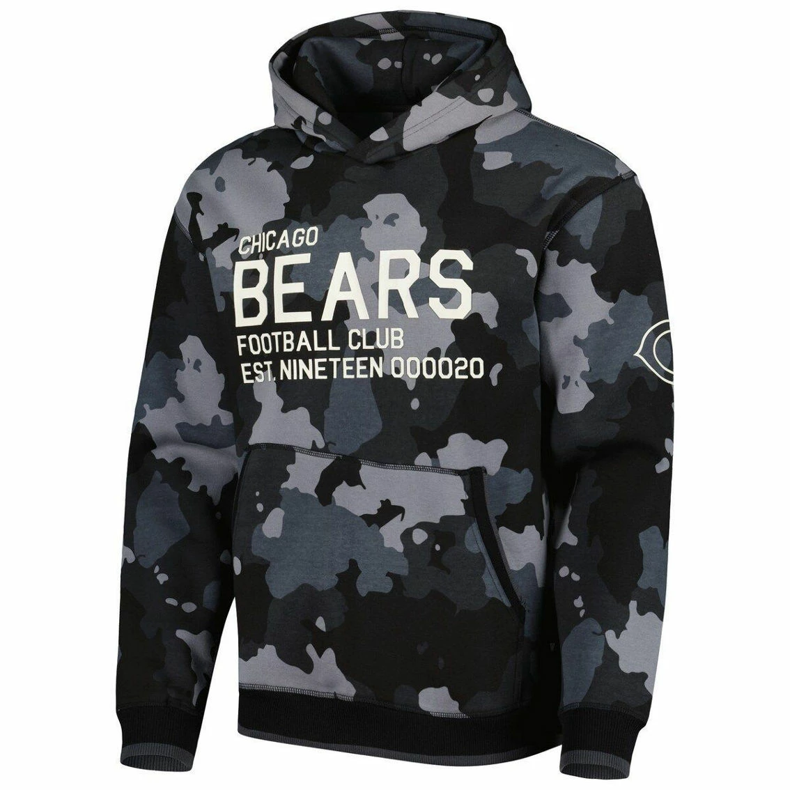 Men's The Wild Collective Black Chicago Bears Camo Pullover Hoodie 5 Men's The Wild Collective Black Chicago Bears Camo Pullover Hoodie - Image 3