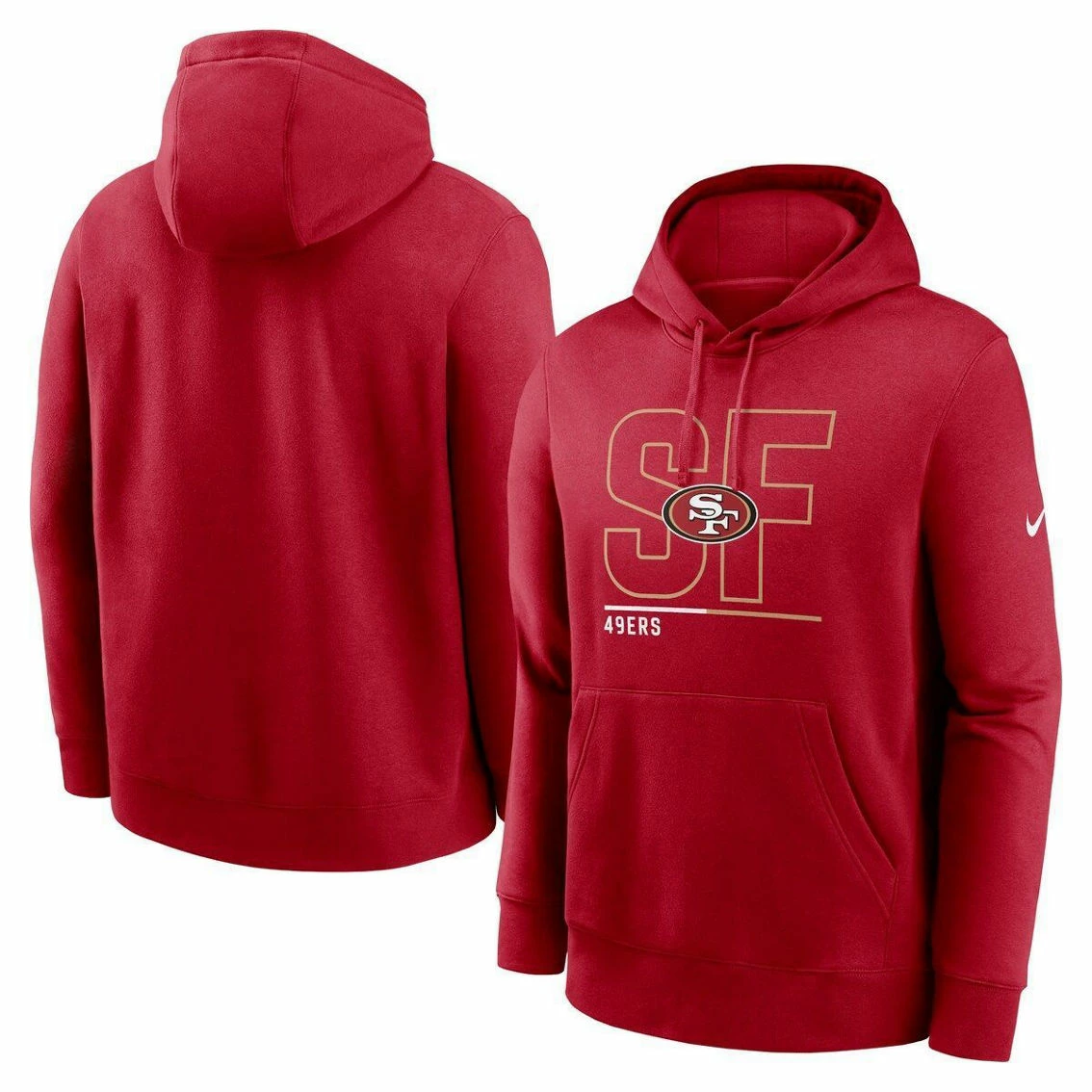Nike Men's Scarlet San Francisco 49ers City Code Club Fleece Pullover Hoodie 4 Nike Men's Scarlet San Francisco 49ers City Code Club Fleece Pullover Hoodie - Image 2