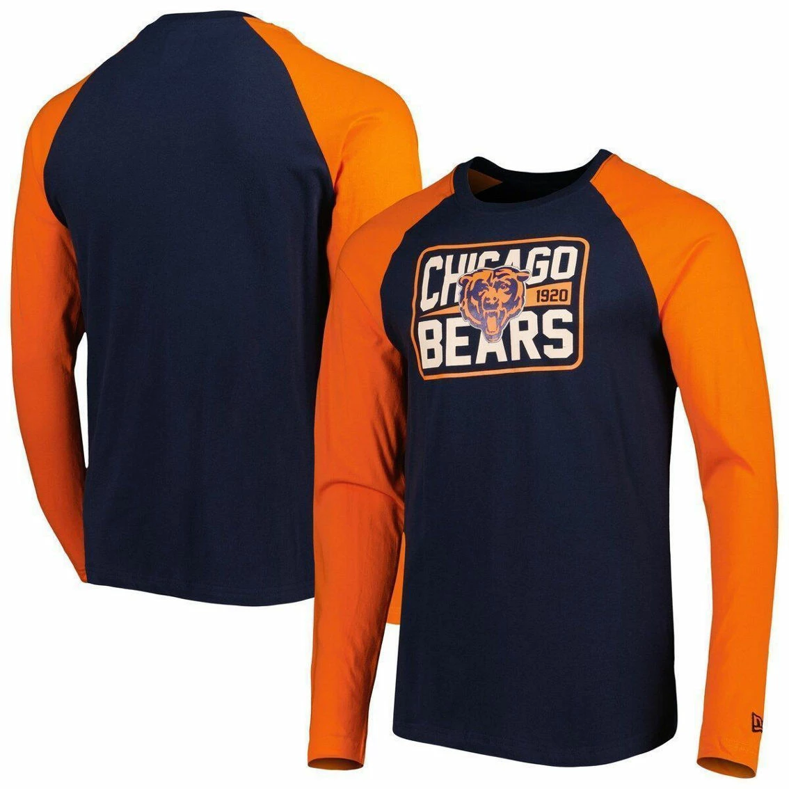 New Era Men's Navy Chicago Bears Current Raglan Long Sleeve T-Shirt 4 New Era Men's Navy Chicago Bears Current Raglan Long Sleeve T-Shirt - Image 2