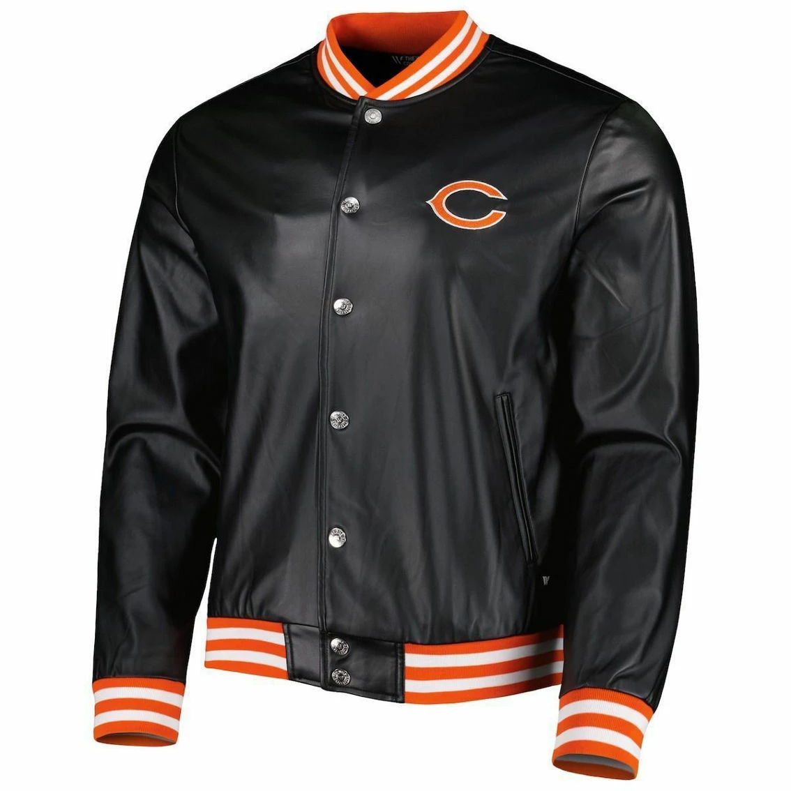 The Wild Collective Men's Black Chicago Bears Metallic Bomber Full-Snap Jacket 5 The Wild Collective Men's Black Chicago Bears Metallic Bomber Full-Snap Jacket - Image 3