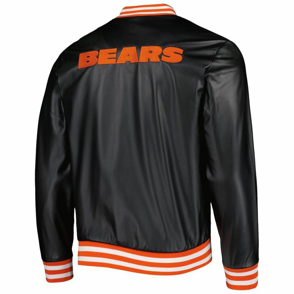 The Wild Collective Men's Black Chicago Bears Metallic Bomber Full-Snap Jacket 6 The Wild Collective Men's Black Chicago Bears Metallic Bomber Full-Snap Jacket - Image 4