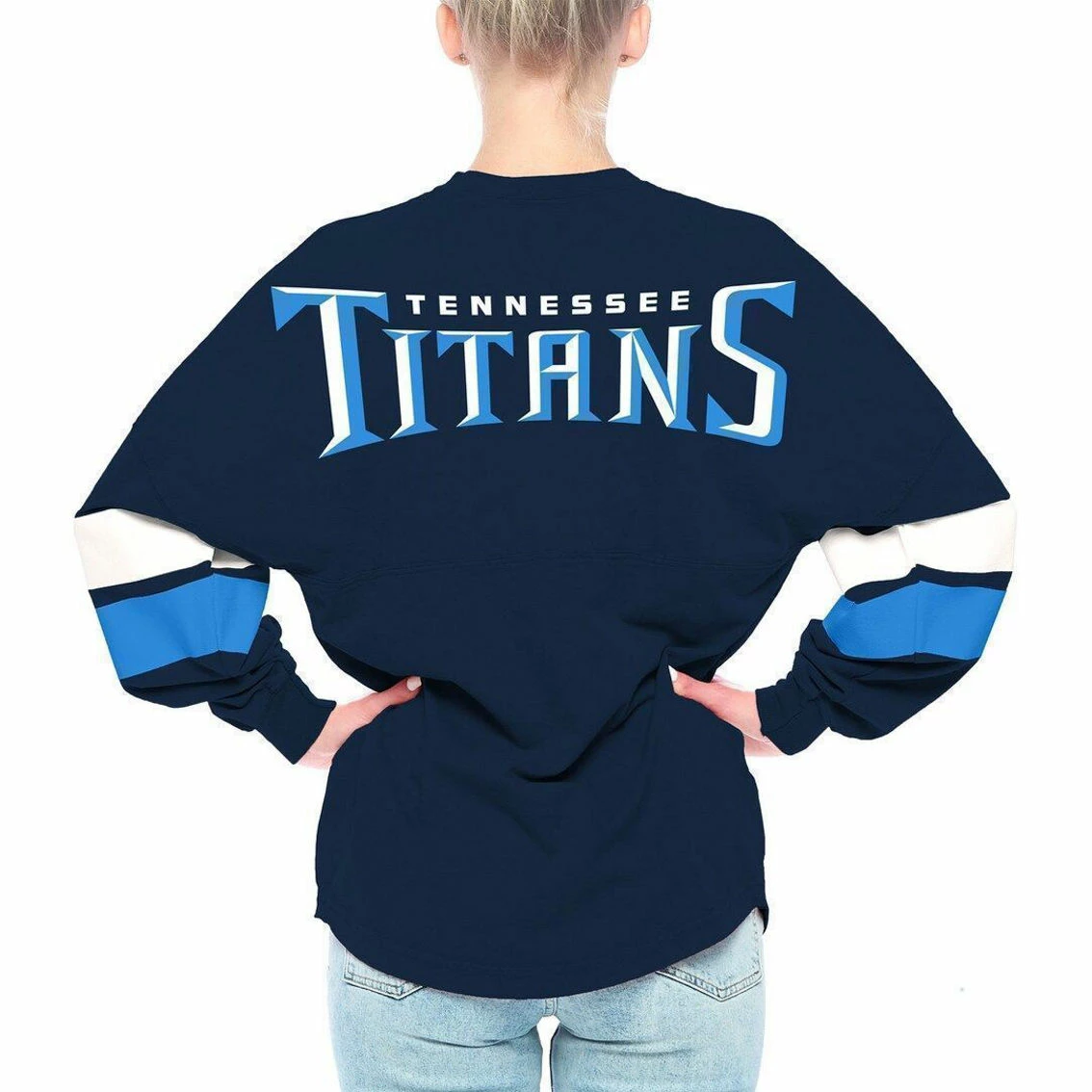 Fanatics Branded Women's Navy Tennessee Titans Lace-Up V-Neck Long Sleeve T-Shirt 5 Fanatics Branded Women's Navy Tennessee Titans Lace-Up V-Neck Long Sleeve T-Shirt - Image 3