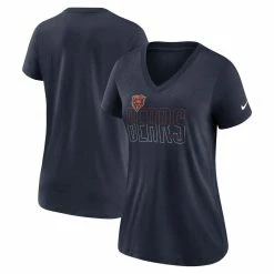 Nike Women's Heathered Navy Chicago Bears Lock Up Tri-Blend V-Neck T-Shirt