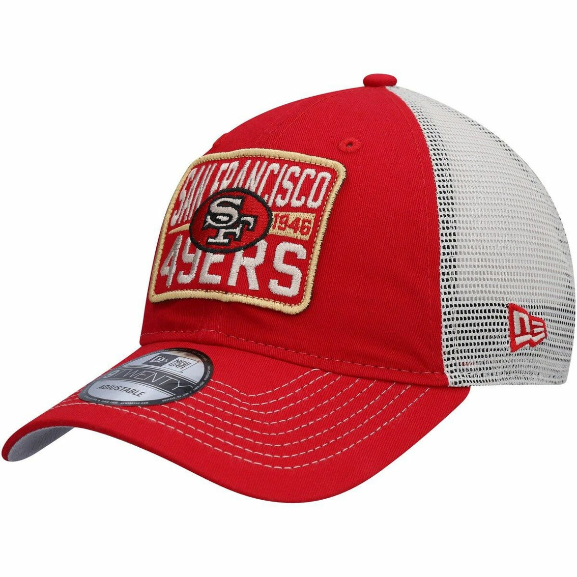 New Era Men's Scarlet/Natural San Francisco 49ers Historic Logo Devoted Trucker 9TWENTY Snapback Hat 4 New Era Men's Scarlet/Natural San Francisco 49ers Historic Logo Devoted Trucker 9TWENTY Snapback Hat - Image 2