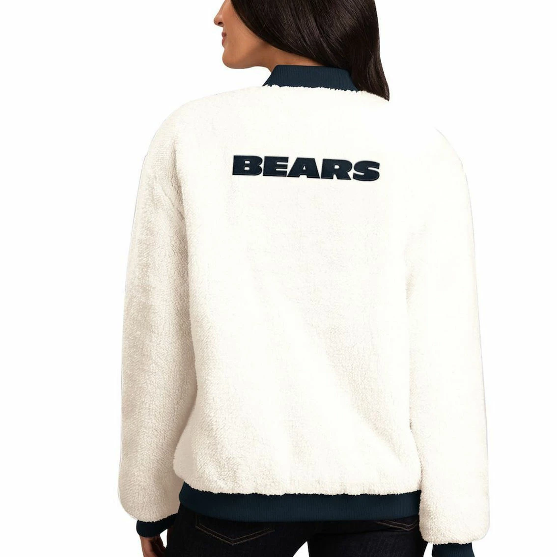 G-III 4Her By Carl Banks Women's Oatmeal/Navy Chicago Bears Switchback Reversible Full-Zip Jacket 5 G-III 4Her By Carl Banks Women's Oatmeal/Navy Chicago Bears Switchback Reversible Full-Zip Jacket - Image 3