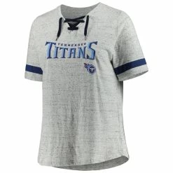 Profile Women's Heather Gray Tennessee Titans Plus Size Lace-Up V-Neck T-Shirt 8 Profile Women's Heather Gray Tennessee Titans Plus Size Lace-Up V-Neck T-Shirt -Fanatics DSCO1153017202 1927 ALT2
