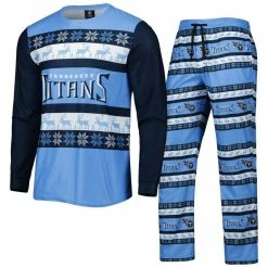FOCO Men's Light Blue Tennessee Titans Team Ugly Pajama Set