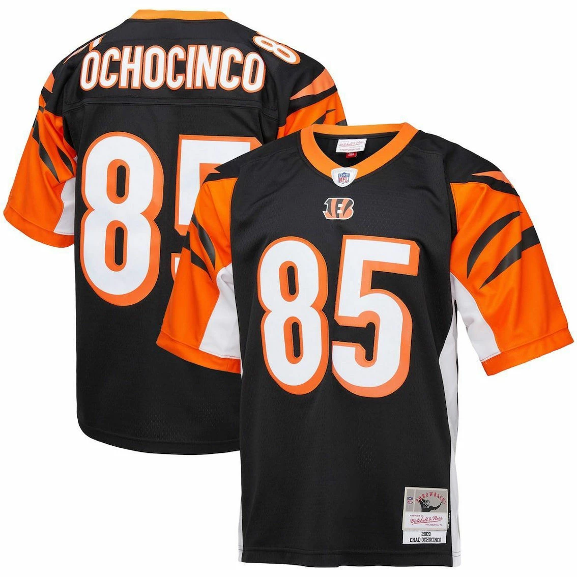 Mitchell & Ness Men's Chad Ochocinco Black Cincinnati Bengals Big & Tall 2009 Retired Player Replica Jersey 4 Mitchell & Ness Men's Chad Ochocinco Black Cincinnati Bengals Big & Tall 2009 Retired Player Replica Jersey - Image 2
