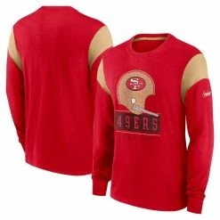 Nike Men's Heathered Scarlet San Francisco 49ers Slub Rewind Playback Helmet Long Sleeve T-Shirt