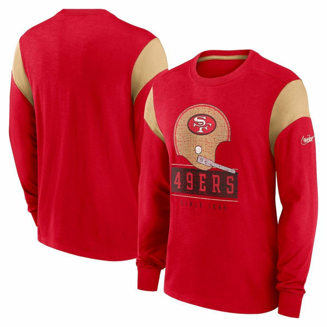 Nike Men's Heathered Scarlet San Francisco 49ers Slub Rewind Playback Helmet Long Sleeve T-Shirt 4 Nike Men's Heathered Scarlet San Francisco 49ers Slub Rewind Playback Helmet Long Sleeve T-Shirt - Image 2