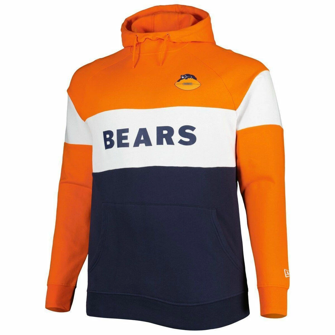 Men's New Era Navy Chicago Bears Big & Tall Throwback Colorblock Raglan Pullover Hoodie 5 Men's New Era Navy Chicago Bears Big & Tall Throwback Colorblock Raglan Pullover Hoodie - Image 3