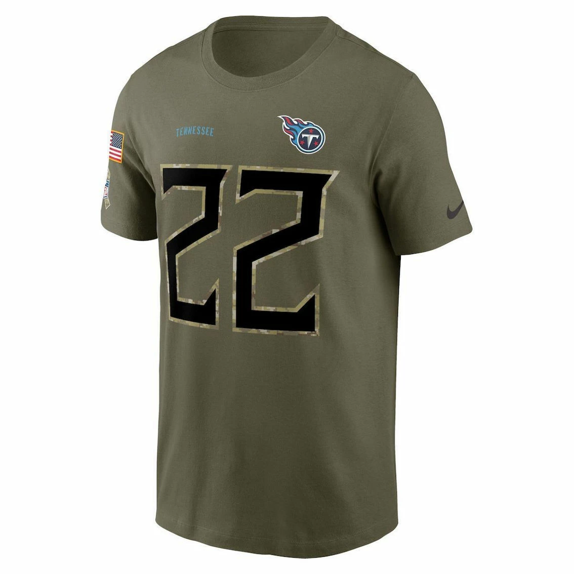 Nike Men's Derrick Henry Olive Tennessee Titans 2022 Salute To Service Name & Number T-Shirt 5 Nike Men's Derrick Henry Olive Tennessee Titans 2022 Salute To Service Name & Number T-Shirt - Image 3