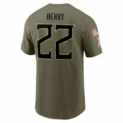 Nike Men's Derrick Henry Olive Tennessee Titans 2022 Salute To Service Name & Number T-Shirt 9 Nike Men's Derrick Henry Olive Tennessee Titans 2022 Salute To Service Name & Number T-Shirt -Fanatics DSCO1153021607 2068 ALT3