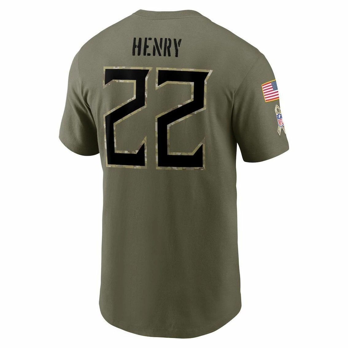 Nike Men's Derrick Henry Olive Tennessee Titans 2022 Salute To Service Name & Number T-Shirt 6 Nike Men's Derrick Henry Olive Tennessee Titans 2022 Salute To Service Name & Number T-Shirt - Image 4