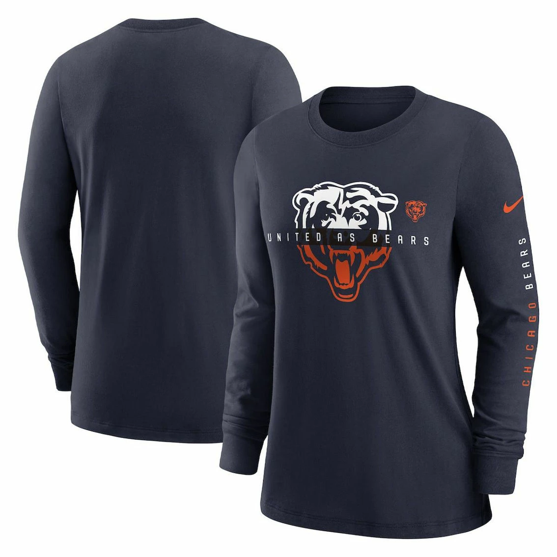 Women's Nike Navy Chicago Bears Prime Split Long Sleeve T-Shirt 3 Women's Nike Navy Chicago Bears Prime Split Long Sleeve T-Shirt
