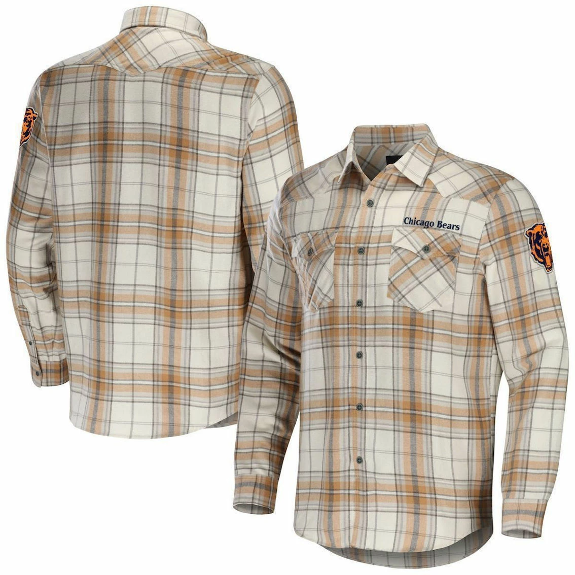 NFL X Darius Rucker Collection By Fanatics Men's Tan Chicago Bears Flannel Long Sleeve Button-Up Shirt 3 NFL X Darius Rucker Collection By Fanatics Men's Tan Chicago Bears Flannel Long Sleeve Button-Up Shirt