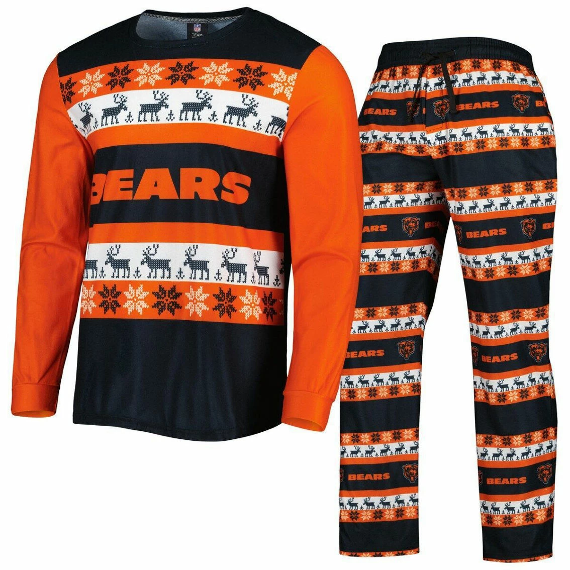 FOCO Men's Navy Chicago Bears Team Ugly Pajama Set 4 FOCO Men's Navy Chicago Bears Team Ugly Pajama Set - Image 2
