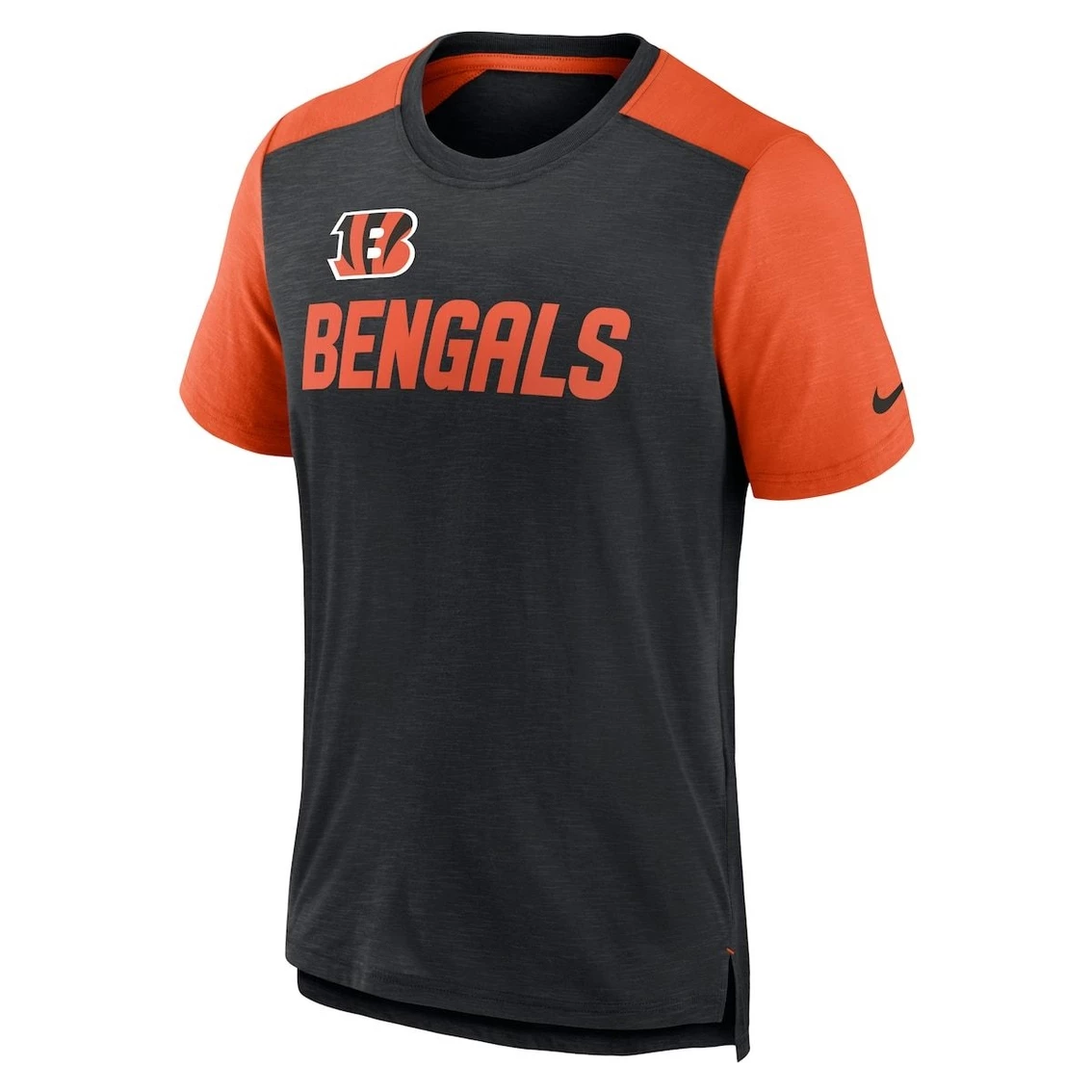 Men's Nike Heathered Black/Heathered Orange Cincinnati Bengals Color Block Team Name T-Shirt 5 Men's Nike Heathered Black/Heathered Orange Cincinnati Bengals Color Block Team Name T-Shirt - Image 3