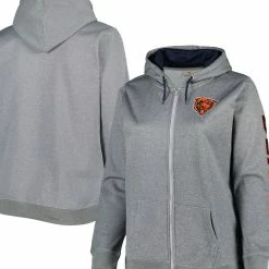 Profile Women's Heather Charcoal Chicago Bears Plus Size Fleece Full-Zip Hoodie Jacket