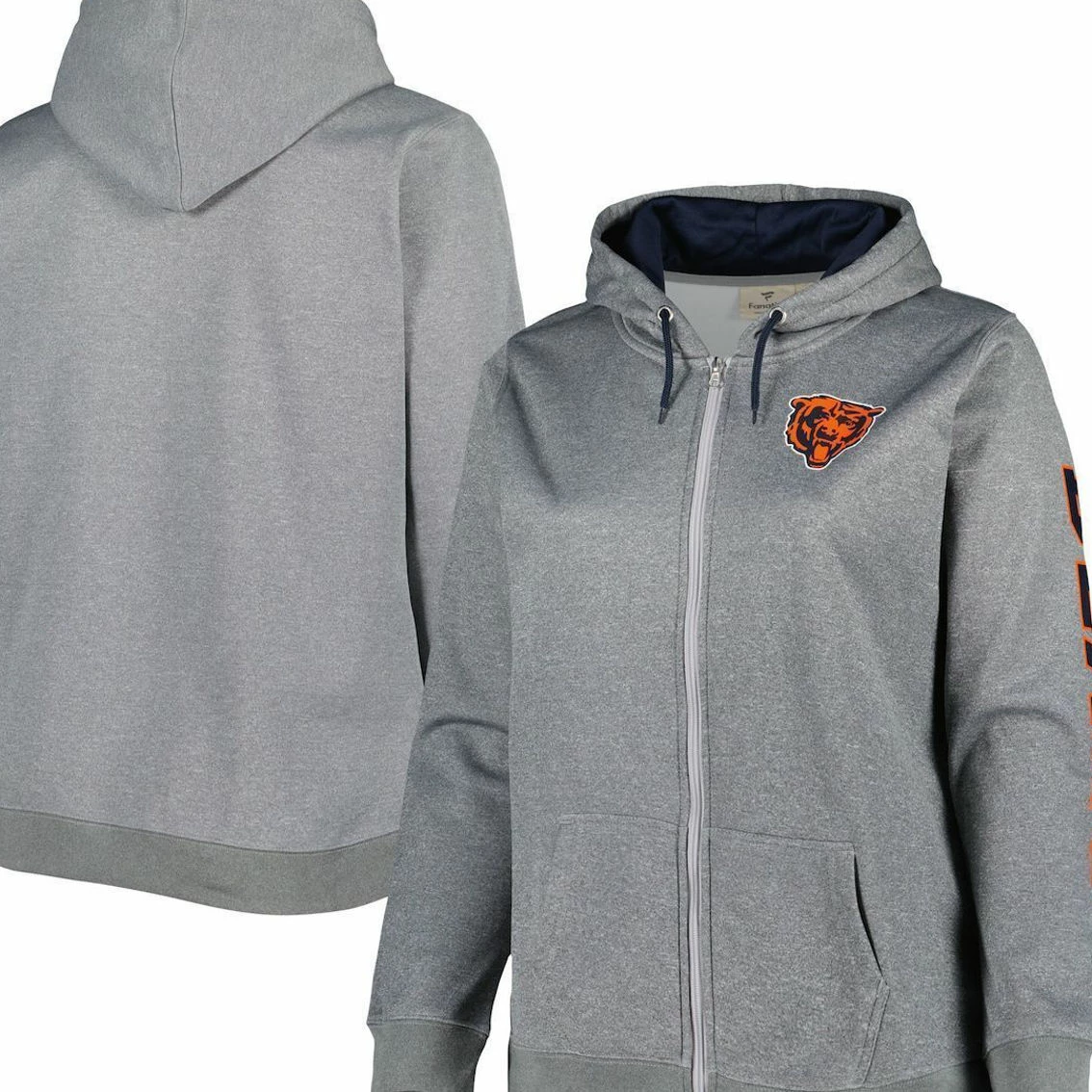 Profile Women's Heather Charcoal Chicago Bears Plus Size Fleece Full-Zip Hoodie Jacket 3 Profile Women's Heather Charcoal Chicago Bears Plus Size Fleece Full-Zip Hoodie Jacket