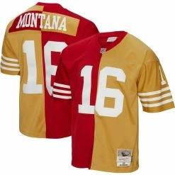 Mitchell & Ness Men's Joe Montana Scarlet/Gold San Francisco 49ers 1990 Split Legacy Replica Jersey -Fanatics DSCO1153023529 GOLDRE ALT1