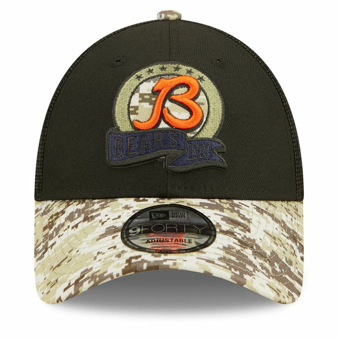 Men's New Era Black/Camo Chicago Bears 2022 Salute To Service 9FORTY Snapback Trucker Hat 5 Men's New Era Black/Camo Chicago Bears 2022 Salute To Service 9FORTY Snapback Trucker Hat - Image 3