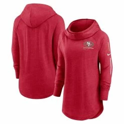 Nike Women's Scarlet San Francisco 49ers Minimal Statement Raglan Funnel Neck Pullover Hoodie