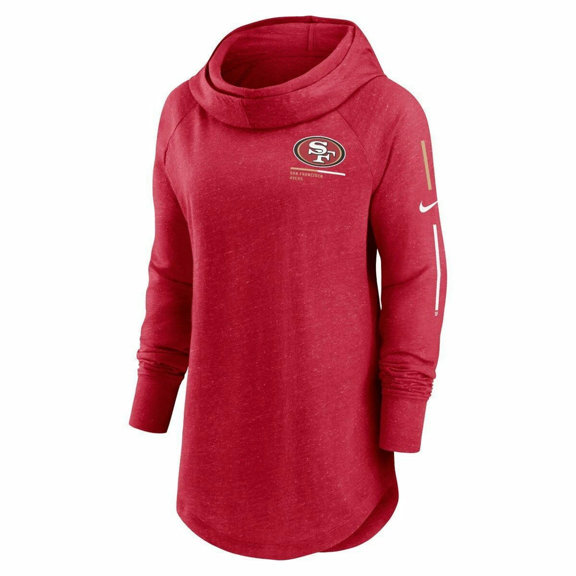 Nike Women's Scarlet San Francisco 49ers Minimal Statement Raglan Funnel Neck Pullover Hoodie 5 Nike Women's Scarlet San Francisco 49ers Minimal Statement Raglan Funnel Neck Pullover Hoodie - Image 3