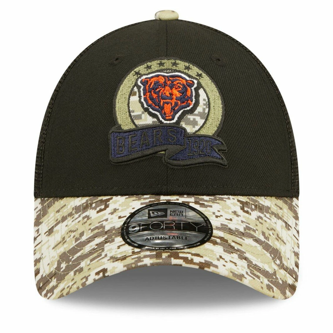New Era Youth Black/Camo Chicago Bears 2022 Salute To Service 9FORTY Snapback Trucker Hat 5 New Era Youth Black/Camo Chicago Bears 2022 Salute To Service 9FORTY Snapback Trucker Hat - Image 3