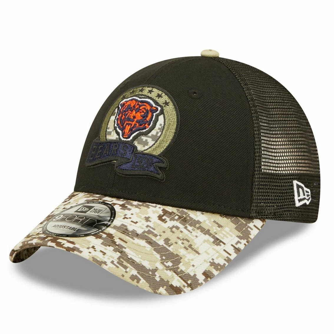New Era Youth Black/Camo Chicago Bears 2022 Salute To Service 9FORTY Snapback Trucker Hat 6 New Era Youth Black/Camo Chicago Bears 2022 Salute To Service 9FORTY Snapback Trucker Hat - Image 4